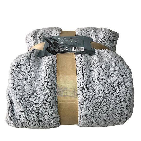 Home Collection Sherpa Throw Gray and White - Picture 10 of 11